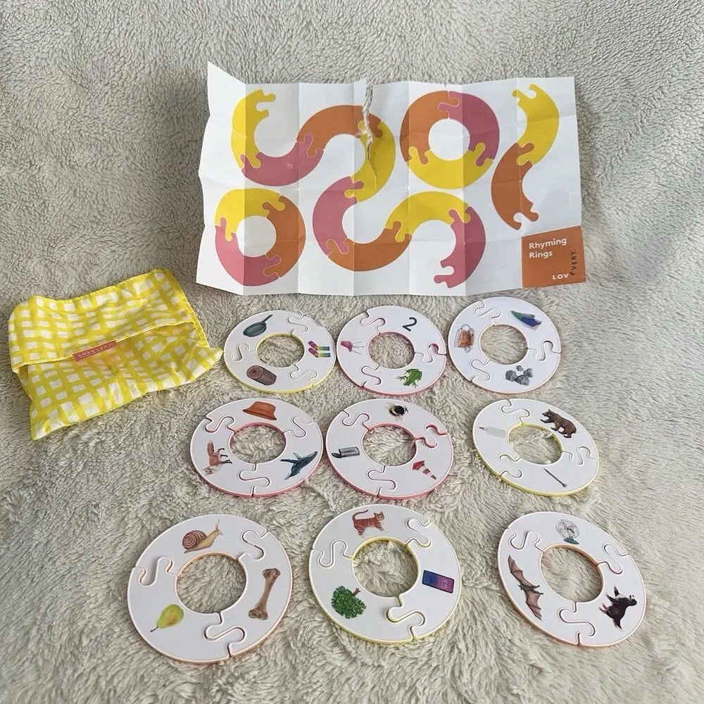 Lovevery Rhyming Rings Complete Learning Toy Set With Storage Pouch